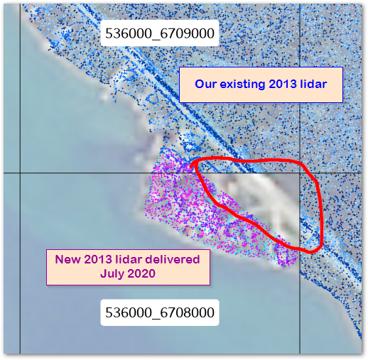 actual extent of LAS data points